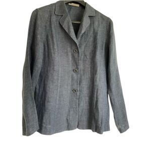 Aquascutum Blue Marled 💯% Linen Blazer Jacket Size 8